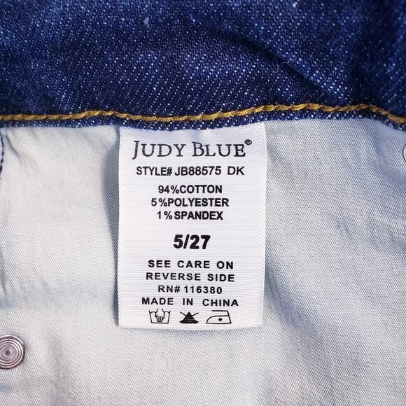 NWT JUDY BLUE High Waist Tummy Control Straight Leg Dark Blue Jeans Size 5/27 - Picture 4 of 11